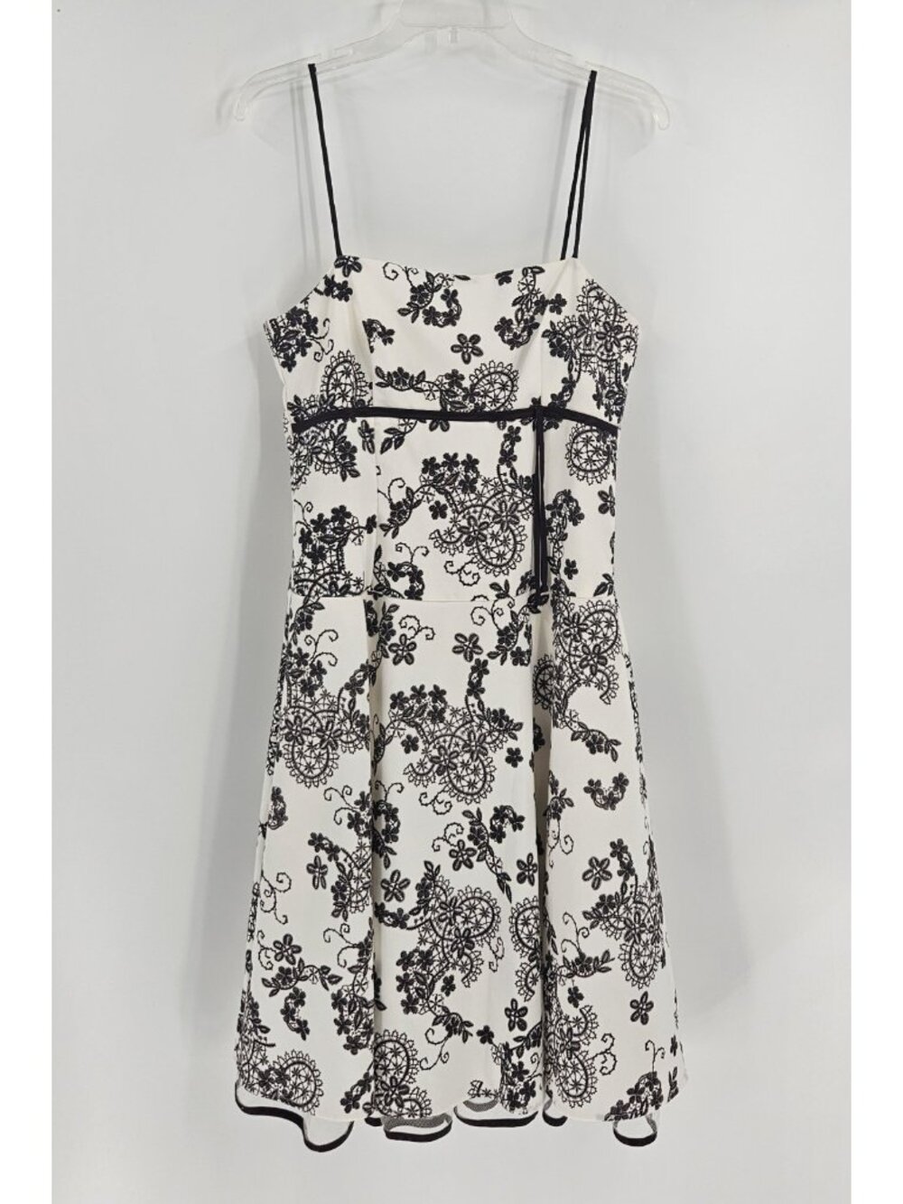 B. Darlin Ivory & Brown Floral Lace Fit & Flare Cocktail Dress Juniors 11/12